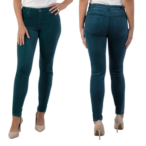 Edyson Hampton Corduroy Skinny Pants Teal Mid Rise Jeans SZ 29 LIKE NEW! - Picture 1 of 14